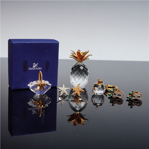 7pc Swarovski Crystal Memories Figurines, Keychain, and Pins