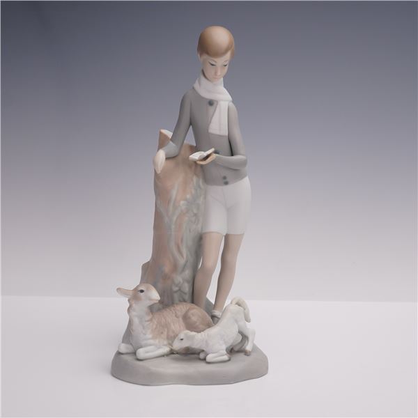 Nao by Lladro Porcelain Figurine, Boy With Lambs