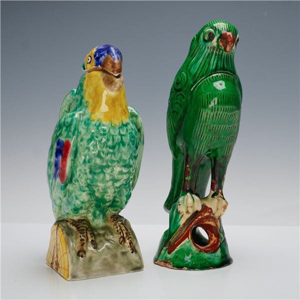2pc Vintage Ceramic Parrot figurine and Angelo Minghetti Carafe Parrot