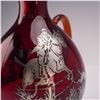 Image 3 : New Martinsville Ruby Glass Cordial Pitcher with Silver Overlay