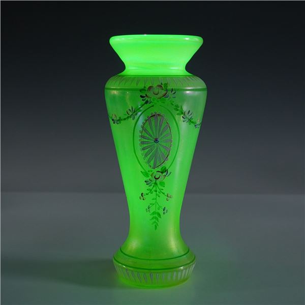 Fenton Iridized Topaz Opalescent Hydrangeas Glass Vase