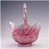 Image 1 : Fenton Iridescent Glass Basket, Lily of the Valley Pattern, Signed