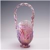 Image 2 : Fenton Iridescent Glass Basket, Lily of the Valley Pattern, Signed