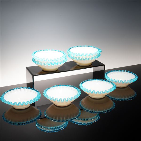 8pc Fenton Aqua Crest Glass Bowls