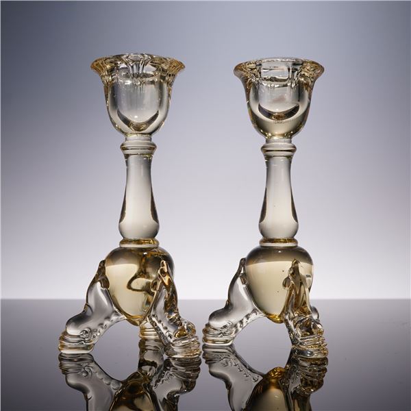 Pair of Heisey Glass Candle Holders, Empress
