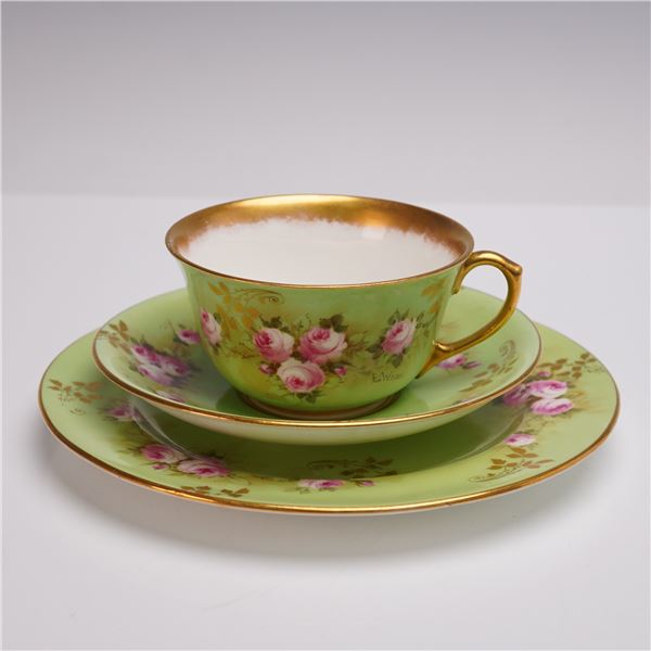 Royal Doulton Hand Painted Tea Trio, Signed E. Wood