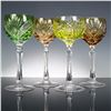 Image 1 : 4pc Set of Cut to Clear Crystal Hock Wine Glasses, Assorted Colors