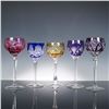 Image 1 : 5pc Bohemian Cut-to-Clear Crystal Wine Glass Set in Assorted Colors