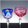 Image 2 : 5pc Bohemian Cut-to-Clear Crystal Wine Glass Set in Assorted Colors