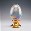 Image 1 : Fenton Glass Egg Paperweight with Hand Painted Floral Design