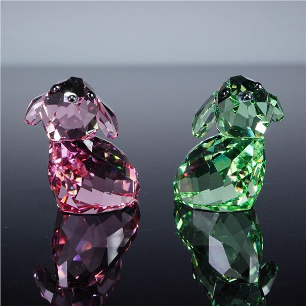 2pc Swarovski Lovlots Crystal Figurines, George and Georgina Rabbits