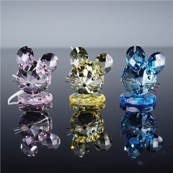 3pc Swarovski Lovlots Crystal Figurines, Mouse - 2016 Replica