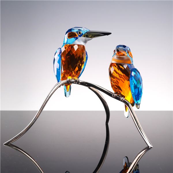 Swarovski Crystal Figurine, Paradise Birds, Kingfishers Blue Turquoise