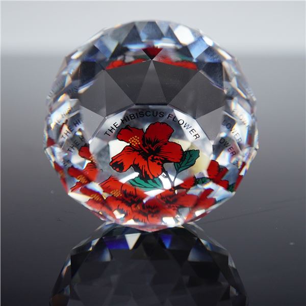 Swarovski Crystal Paperweight, Hibiscus St. Thomas, Virgin Islands