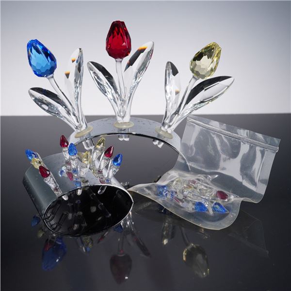 9pc Swarovski Crystal SCS Tulips with Stands