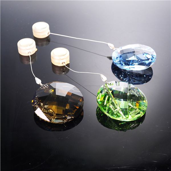 3pc Swarovski Crystal Window Ornament Figurines, Earth, Water, Bamboo