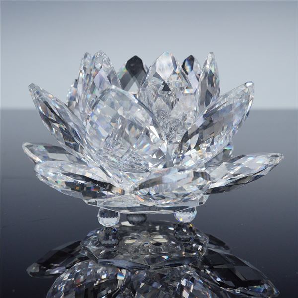 Swarovski Silver Crystal Candle Holder, Water Lily