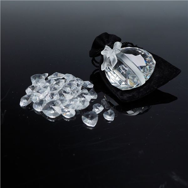 2pc Swarovski Crystal Heart Figurine Sweetheart and Loose Love Hearts