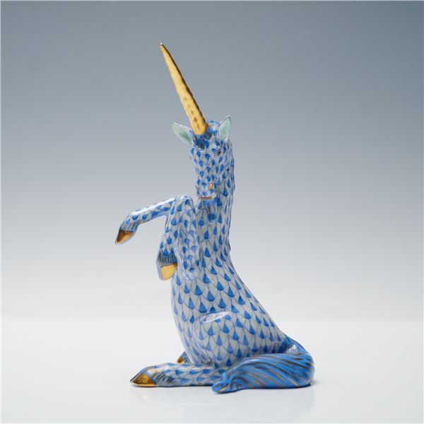 Herend Porcelain Blue Fishnet Unicorn Figurine