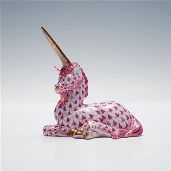Herend Porcelain Pink Fishnet Unicorn Figurine