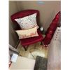 Image 1 : Home Decor Lot: Red Chair, Pillows and Christmas Trees