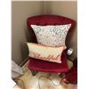 Image 2 : Home Decor Lot: Red Chair, Pillows and Christmas Trees