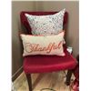Image 3 : Home Decor Lot: Red Chair, Pillows and Christmas Trees