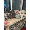 Image 3 : Lot of Decorative Birds, Glass Bowl on Stand w Faux Apples, Red Boxes & 2 Decorative Wooden Obelisks