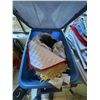 Image 2 : 6 Bins Filled with Seasonal Decor, Christmas Decorations, Tea Towels, Table Linens and More
