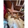 Image 3 : Red Velvet Button Back Sitting Chair, Table Linens and Decorative Star Wall Art