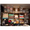 Image 1 : Larger Storage Cabinet and Contents: Fabric and Sewing Supplies Cabinet Measure 72.5x15.5x72.5"