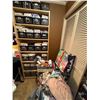 Image 1 : Large Bookcase Shelf, Bins and Rolling Carts of Sewing Supplies, Patterns, Thread, Fabric and More
