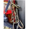 Image 2 : Group - Wire racking, horseback riding helmets, blanket, harnesses, stirrups, wicker baskets, etc..