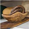 Image 3 : Set Decoration Lot Home Decor:  Wooden Charcuterie Board, Rings, Burl Bowl, and Wood Decorative Art