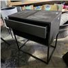 Image 2 : Lot of 2 Nightstands:  Wood Grain & Black w Metal Legs 23.5x15x26"