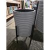 Image 2 : Pair of Matching Modern White Metal Decorative Planters 26" Tallest
