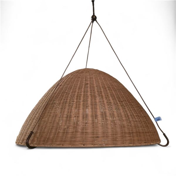 Large Rattan Beautiful Hanging Chandelier 3 Bulb 38" Diameter Across the Bottom