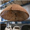 Image 3 : Large Rattan Beautiful Hanging Chandelier 3 Bulb 38" Diameter Across the Bottom