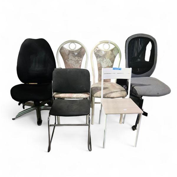 Group Of * Assorted Chairs; Dining and Office and one Larger Fan