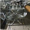 Image 2 : Stainless Steel Rattan Rocking Chair and Glass Top Chrome Base Side Table 30"x20"