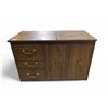 Image 2 : Vintage Brown Woodgrain Storage Cabinet with Drawers and Doors