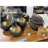 Image 2 : Set of Decorative Pottery Vases with Accents & Woven Basket