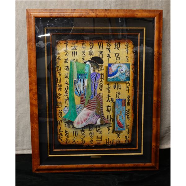 Asian Artwork Original Acrylic Artwork by Matthew Smith, Wood Framed 33" x 41"
