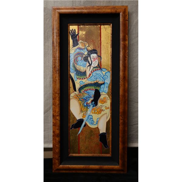 Dragon Samurai Acrylic on Canvas Artwork by Matthew Smith, Wood Framed 20" x 45"