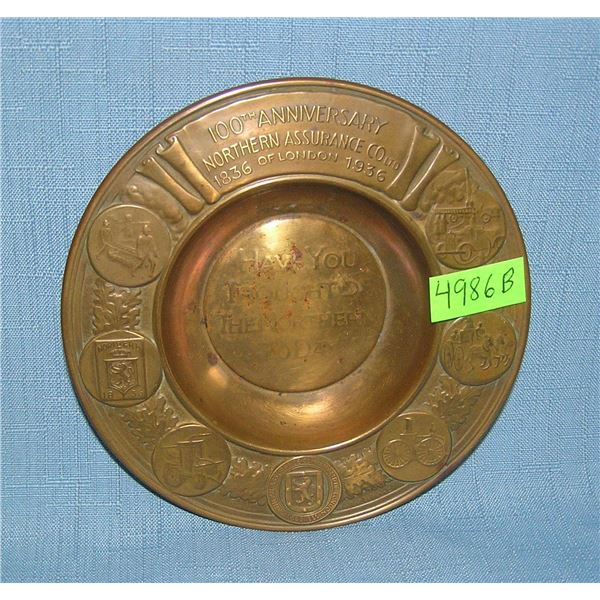 100th anniversary Northern Assurance Company solid bronze dish