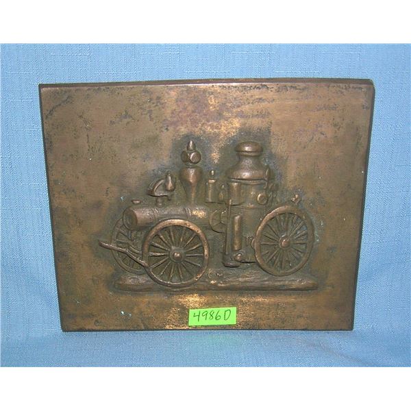 Fire pumper solid bronze fire dept wall mark