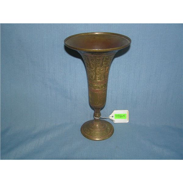 Bronze fluted vase heavily carved