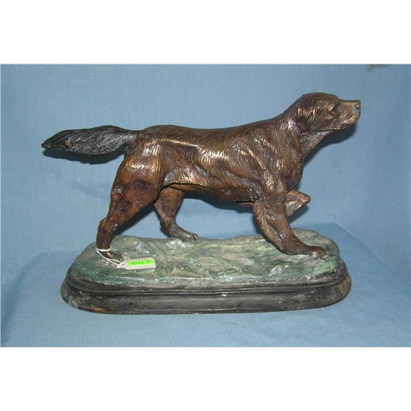 Bronze pointer dog on base