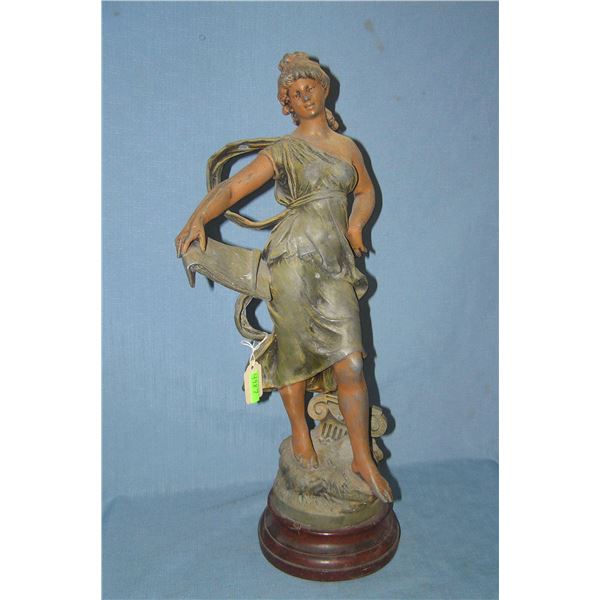 Hand painted cast metal woman figure