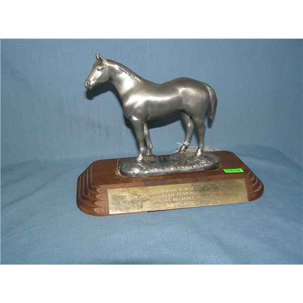 Belmont first place horse trophy